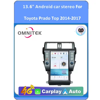 OMNITEK Pre Toyota Prado Top 2014-2017 esla Štýl Vertikálne Android Obrazovka Auto DVD Prehrávač Auto Stereo Rádio Multimediálny GPS