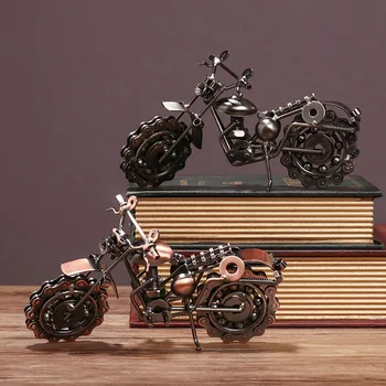 Retro Model Motocykla Stôl Ozdoby Domov Obývacia Izba Ploche Dekorácie Kovové Remeslá Auto Figúrky Motorových Miniatúry Chlapec Darček