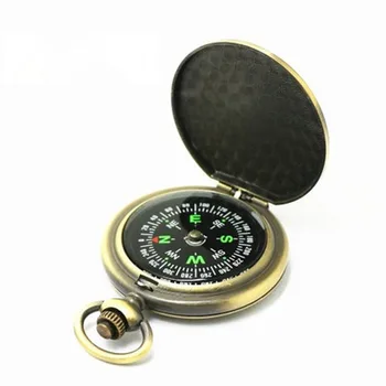 1 ks Vintage Bronze Kompas Dizajn Vreckové Hodinky Retro pánske Retro Vreckové Hodinky Kompas Vonkajšie Nástroj