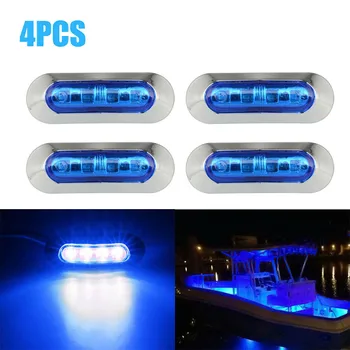 4xMarine Loď LED Zdvorilosť Osvetlenie Kabíny Palube Chodník, Schodisko, Svetlo Modrá LED koncových svetiel Yacht Príslušenstvo Loď Zárubňa LED Zadné Lig
