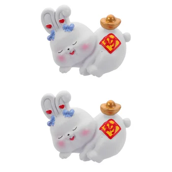 2 Kusy Živice Remesiel Čínskeho Zverokruhu Králik Vonkajší Dekor Figúrka Domov Víla Bunny Ornament