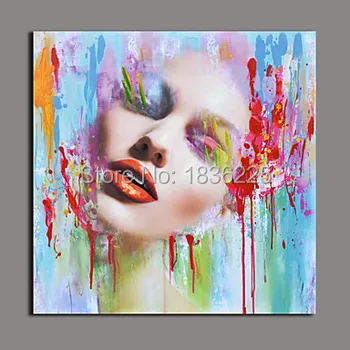 Doprava zadarmo! Ručné abstraktný obrázok olejomaľba ženy farebné tvár moderný dekor kresby na plátne, obrazy Bez rámu