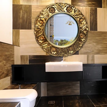 Kúpeľňa Obliekanie Zrkadlá Estetické Vintage Stojí Veľké Zrkadlá Nástenné Gold Luxusné Starožitné Specchio Domov Furnitures GPF40XP