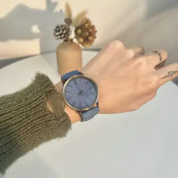 1Pcs Harajuku Denim Náramkové hodinky Retro Plátno Rímske Číslo Bežné Študent Sledovať Jednoduché Módy Muži Ženy Vintage Quartz Hodinky