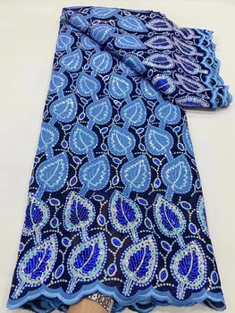 2023 Nový Štýl Sky Blue francúzsky Flitrami Čipky Textílie 5 Metrov 2023 Vysokej Kvality Afriky Tylu Čipky Textílie Na spoločenské Šaty KYX2314A