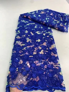 nigérijský čipky textílie 2023 vysoko kvalitnej čipky 5 dvore čistý materiál výšivky tylu lesk flitrami dizajnér Black nové prírastky