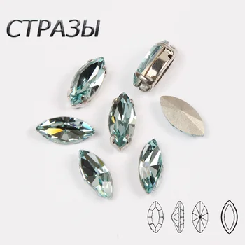 K9 Crystal Akvamarín Kamienkami Navette Marquise DIY Sklo Šiť Na S Pazúr Kamienkami Drahokamu Oblečenie, Šperky, Dekorácie