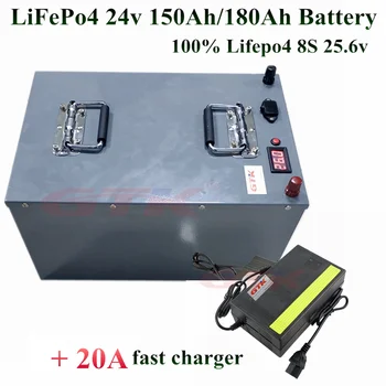 GTK LiFePo4 Batérie 24V 180Ah 150Ah 25.6 v 8S pack Pre výkon rybársky čln slnečnej energie skladovanie 12V 24V RV invertor + 20A nabíjačky