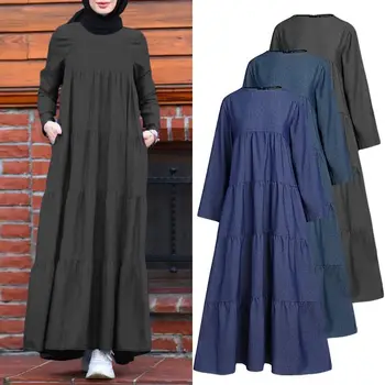 Móda Satin Sliky Djellaba Moslimské Oblečenie Móda Plnej Dĺžke Svetlice Rukáv Mäkké Lesklé Abaya Dubaj Turecko Moslimskou Župan