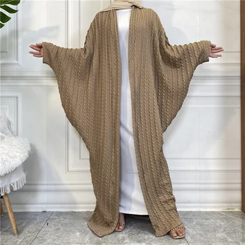 Batwing Rukáv Sveter Kabát Zimný Otvoriť Abaya Dubaj Turecko Dlhý Sveter Outwear Moslimských Hidžáb Oblečenie Islam Kimono Femme Musulmane