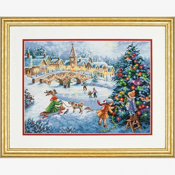 Zimné Oslava Vianoc scenérie Najvyššej Kvality Vyšívanie, Výšivky DIY Cross Stitch Súpravy Umenie 16CT 18CT Unprinted Ručné