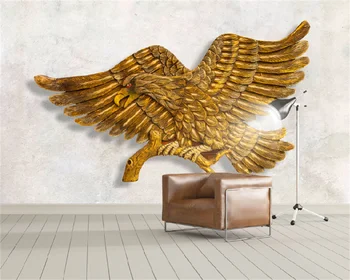 Vlastné tapetu 3D troch-dimenzionální úľavu retro golden eagle gauč pozadí steny dekoratívne maľby nástenné papier peint