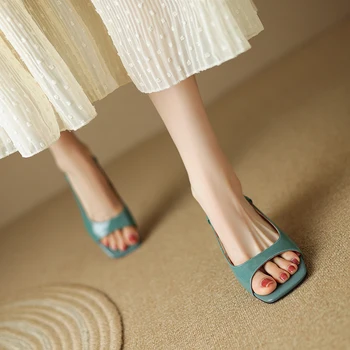 Dámske sandále s mid-na-vysoké podpätky 5,5 cm jar a leto