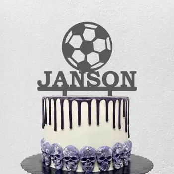 Osobné Futbal Tortu Vňaťou Vlastné Meno, Vek Futbal Siluetu Pre Futbalových Fanúšikov Narodeninovej Party Cake Decoration Vňaťou