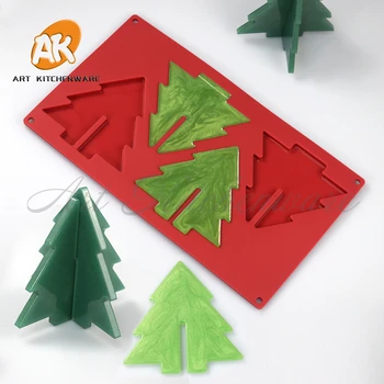 3D Montáž Vianočného Stromu Dizajn Silikónové pečící Formy DIY Čokoládový Mousse Plesne Cake Zdobenie Nástroje Kuchyňa Pečenie