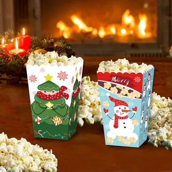 6pcs Vianočné Popcorn Box Strany Prospech Svadobné Pop Corn Dieťa Party Dekorácie Santa Claus Candy Tašky Strana Dodávky