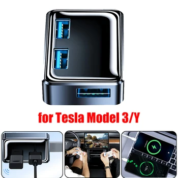 Inteligentný HUB Dokovacia Stanica s 3 USB3.0 Port Rukavice Box USB Hub Plug and Play Odvod Tepla Tesla Model 3 Y Príslušenstvo