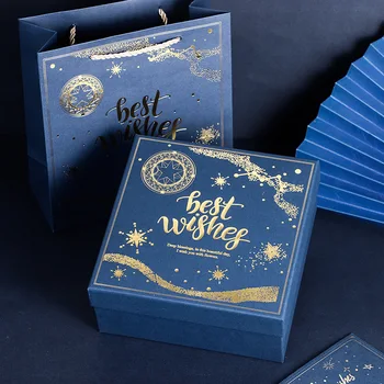 Modrá Darčekové Krabice Tašky pre Súčasné Luxusných Krabíc s Vrchnákmi pre Bridesmaid, Návrh Darček Svadby, Promócie Dovolenku Narodeninovej Party