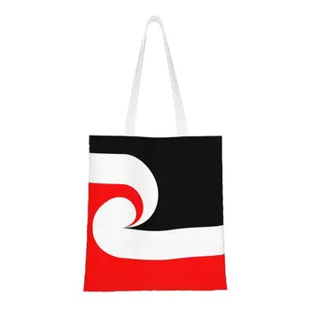 Kawaii Tlač Maoris Etnických Vlajka Tote Nákupné Tašky Umývateľný Plátno Ramenný Shopper Nový Zéland Kabelka