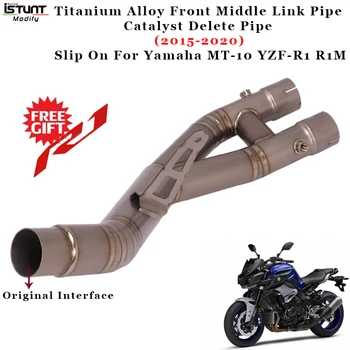 Pre Yamaha MT10 YZF-R1 r1m 2015-2020 Motocykel Výfukových Uniknúť Zliatiny Titánu Uprostred Prepojenie Potrubia Mačka Vymazať Kvapiek Rozšírené