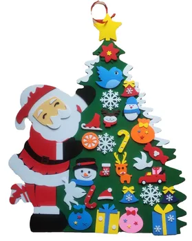 Domáce Dekorácie urob si sám Cítil Vianočný Stromček Stene Visí Umelý Vianočný Strom s Santa Claus snehové Vločky Ornament Nový Rok Kid Darček