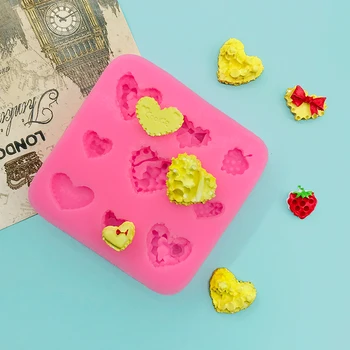 Mini Cookie Dezert Láska Jahoda Luk Silikónové Formy DIY Čokoláda Formy Sadrové Ručné Materiál Plesní