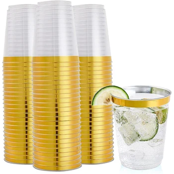20 kusov poháre 10oz priehľadného pevného plastu rimmed plastový pohár narodeniny, svadobné party cup