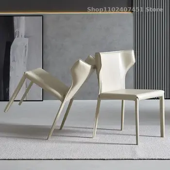 Sedlo Kožené Jedálenské Stoličky Domov Nordic Light Luxusné Jedálenské Stoličky Taliansky Minimalistický Dizajnér Stoličky, Stôl Stoličky