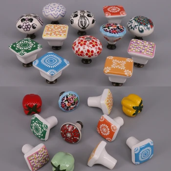 Multi-farebné Keramické Gombíky Porcelánu Vleky pre Šatník Dvere skrine zásuvkové Rukoväť Európskej Nábytok Hardvér