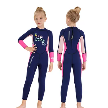 2023 Športu Detí, Jeden Kus Neoprén Dlhý Rukáv Potápačský Oblek Deti Plavky 2,5 MM Hrubé Surfovanie Sunproof Deti Dievča Plavky