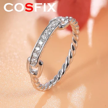 COSFIX Reálne Brilantné Moissanite Krúžok Pôvodné 925 Sterling Silver Zapojenie Snubné Prstene pre Ženy, Luxusné Kvalitné Šperky