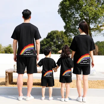 Rodina Zodpovedajúce Oblečenie Rainbow Tlač Pár Tričká Mama Dcéru Bežné Bavlny, Mäkké, Krátke Rukávy Topy Rodiny Tees Oblečenie