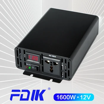 FDIK 12V 220V Invertor Čistá Sínusová Vlna 1600W DC na AC Frekvenčný Menič s LED Power Converter Solárny Invertor pre Obytné