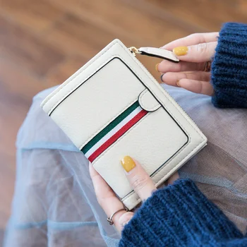Tlač fotografií malé kožené peňaženky, dámske krátke nové osobné kontrast farieb páse s nástrojmi multifunkčná skladacia peňaženka