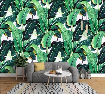 beibehang Vlastné tapetu, 3d fotografie, maľby Európskej retro ručne maľované rastliny dažďového pralesa banánové listy záhradné nástenné 3d tapety