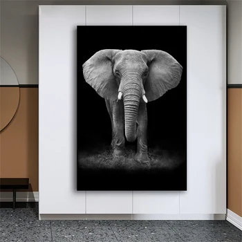 Čierny a Biely Slon Plagát Zvierat Vintage Plátno Umelecké Plátno na Maľovanie Tlač Wall Art Galéria obrázkov Domov Obývacia Izba Dekor
