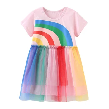 Batoľa Dievčatá Oka Rainbow Tlače Princezná Lete Narodeninovej Party Deti Bežné Detské Oblečenie Dievča Kostým