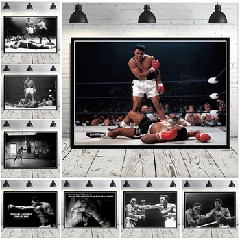 Black White Boxer Muhammad Ali K. O Hru Boxing Star Plagát HD Vytlačí na Stenu Umelecké Plátno na Maľovanie Obrazu Foto Darček Miestnosti Domova