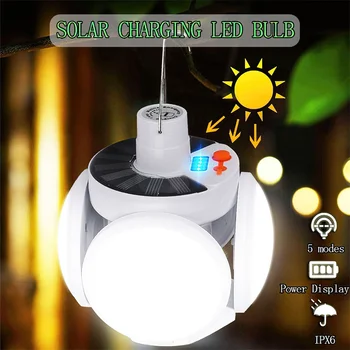 Prenosné LED Žiarovka Skladacie Slnečné Svetlo Vonkajšie Nepremokavé Solárne Lampy USB Nabíjateľné Núdzové Osvetlenie Camping Záhradného Osvetlenia