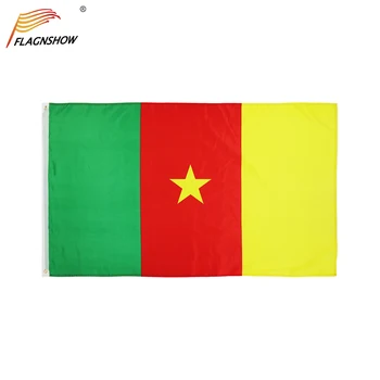 Flagnshow Kamerun Vlajka 3X5 FT Visí Kamerunskej Národné Vlajky Polyester s Mosadznými Priechodky, 3x5 Nohy Vlajky na Ozdobu