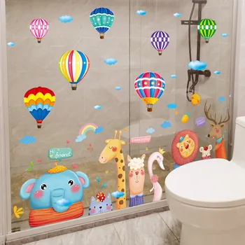 Cartoon Zvieratá Samolepky na Stenu DIY Tvorivé teplovzdušné Balóny nástenná maľba Obtlačky pre Deti Izby Detská Spálňa Detská Domáce Dekorácie