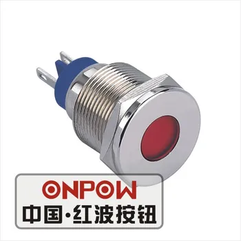 ONPOW 19 mm Kovové LED Vodotesný Signál lampa, poniklované mosadz indikátor svetla, svetelný indikátor (GQ19T-D/R/6V/N) CE,RoHS